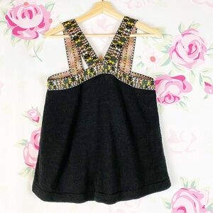 Madewell Embroidered Boho Swing Knit Sweater Tank Top S